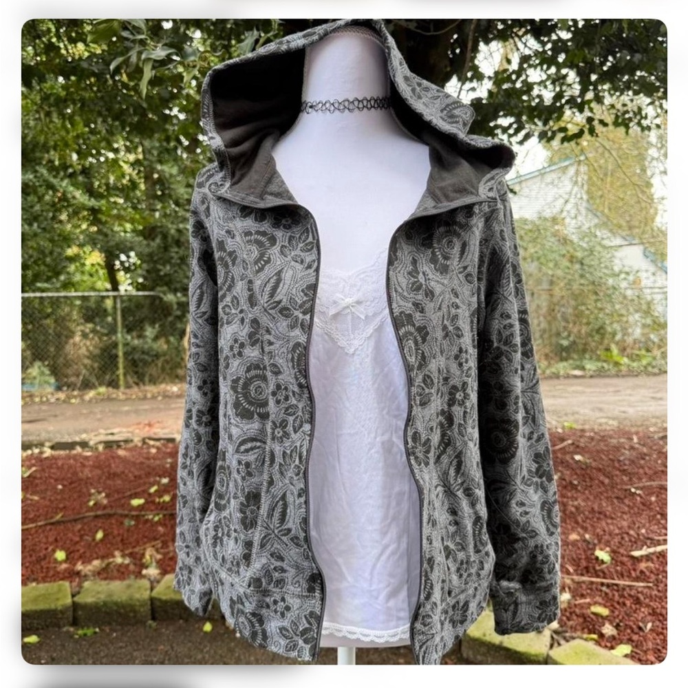Danskin Now Women's Black and Gray Patterned Bomber Jacket